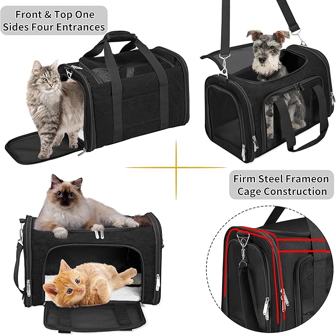 Soft-Sided Cat/Dog/Pet Carrier, Collapsible Pets Travel Carriers - Image 5