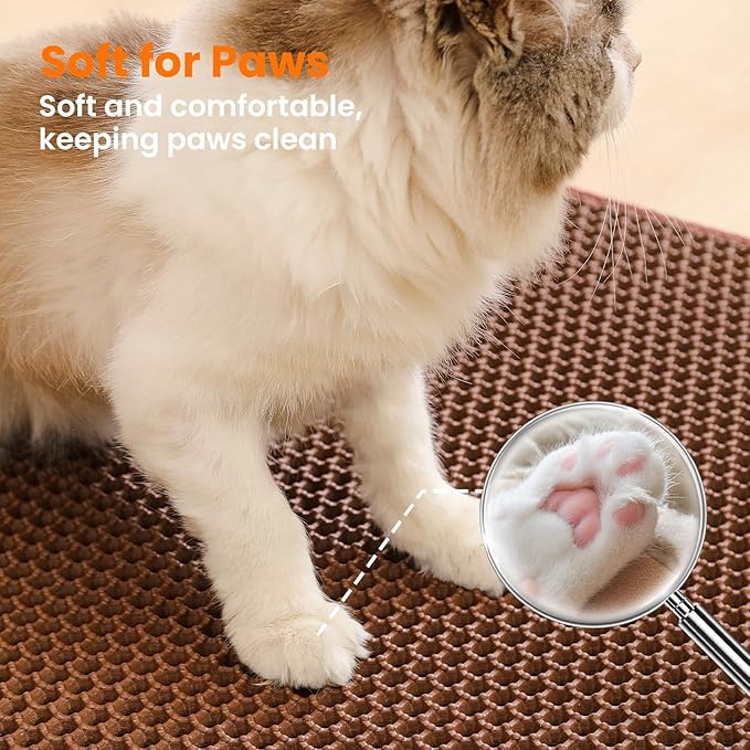 Jumbo Cat Litter Mat, 46x26 Inches Double Layer Honeycomb Litter Trapping Mat - Image 7