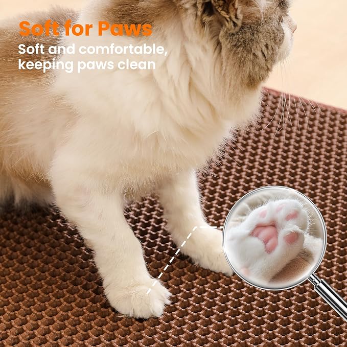 Small Cat Litter Mat, 20x14’’ Double Layer Honeycomb Cat Litter Box Mat - Image 7