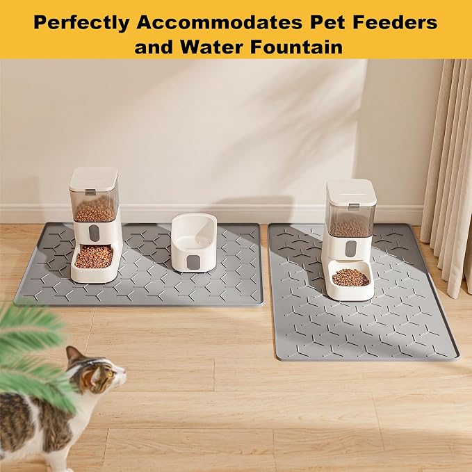 Pieviev 34''x22'' Dog Cat Food Bowl Mat, Silicone Waterproof Food Grade Pet - Image 8