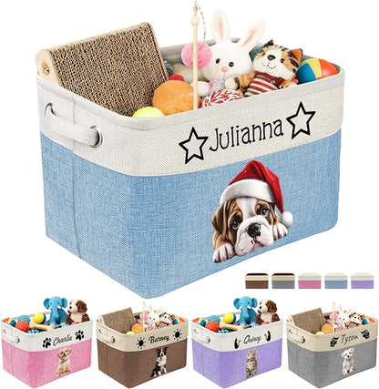 Personalized Dog Toy Storage Basket Custom Dog Name Photo Cat Pet's Gift by Unknown