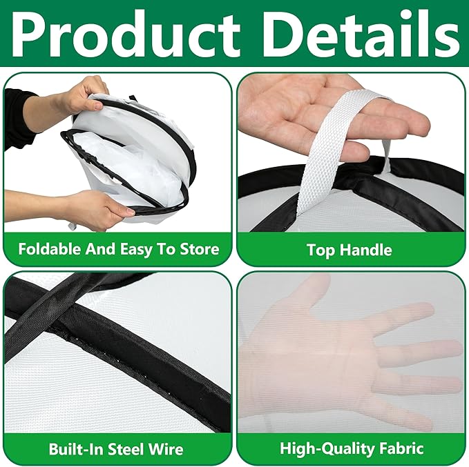 2 Pcs Pop Up Insect Barrier Plant Cover Tent, Garden Net Cage Bird Insect Guard - Image 3