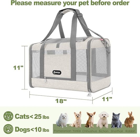 Cat Carrier American Airline Approved 18x11x11, Top Opening Sturdy Soft Pet - Image 2