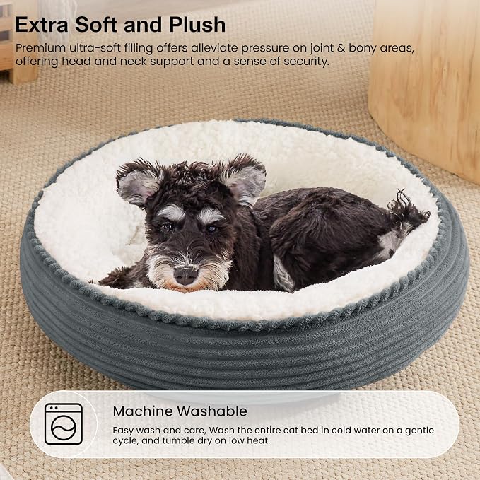 Love's cabin Round Donut Cat and Dog Cushion Bed, 25in Pet Bed - Image 7