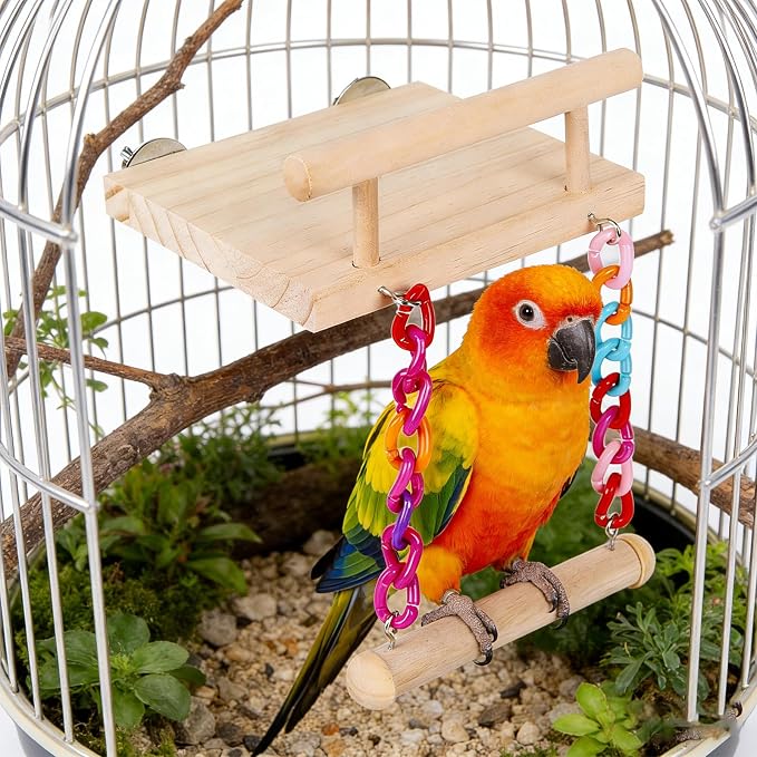 Natural Wood Bird Perch Platform - Image 3