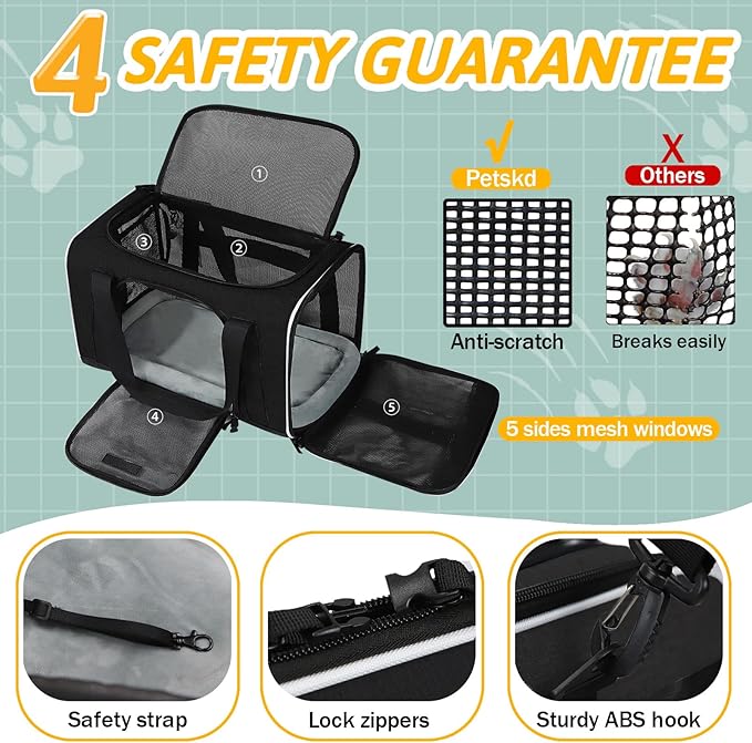 Petskd Pet Carrier 17x11x10.5 Delta American United Airline Approved, Pet - Image 5
