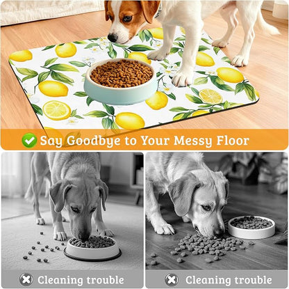 Lemon Feeding Mat, Non-Slip Rubber Backing Mat, Cat Dog Accessories Supplies - Image 4