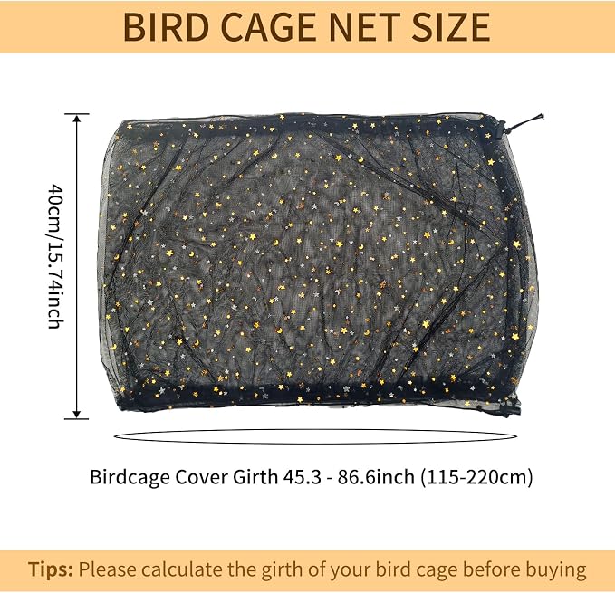 Bird Cage Seed Catcher, 45-90'' Adjustable Bird Cage Cover, Universal Nylon - Image 2