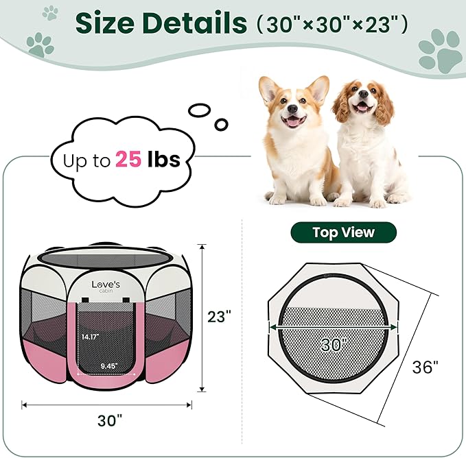 Love's cabin Pet Puppy Dog Playpen, Medium Dog Tent Crates Cage Indoor/Outdoor - Image 3