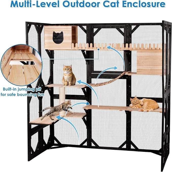 71.1" L Large Cat Catio Outdoor Cat Enclosure Window Acess, Walk-in Cat Cage - Image 7