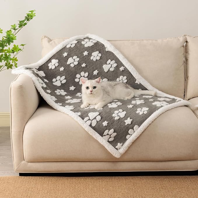 Waterproof Blanket for Dog Puppy Cat, Cute 3D Textured Paw Dog Blanket for Bed by Yaning