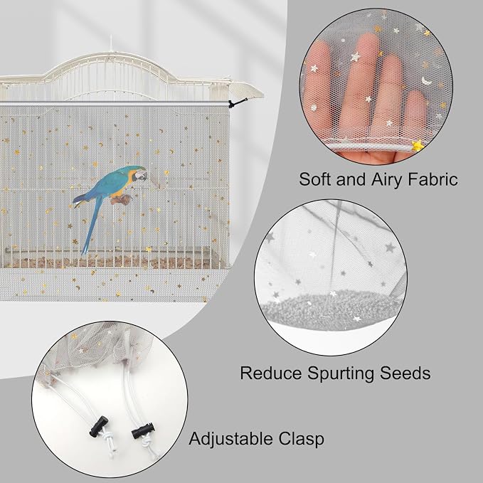 Bird Cage Seed Catcher, 60-118'' Large Bird Cages Cover, 31.5'' H Adjustable - Image 3
