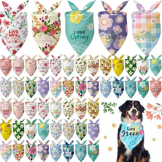 Kacctyen 50 Pcs Spring Dog Bandanas Bulk Large Bandanas by Kacctyen