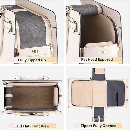 Dog Purse Carrier for Small Dogs, Stylish Foldable Pet Carrier Purse Tote Bag - Image 6