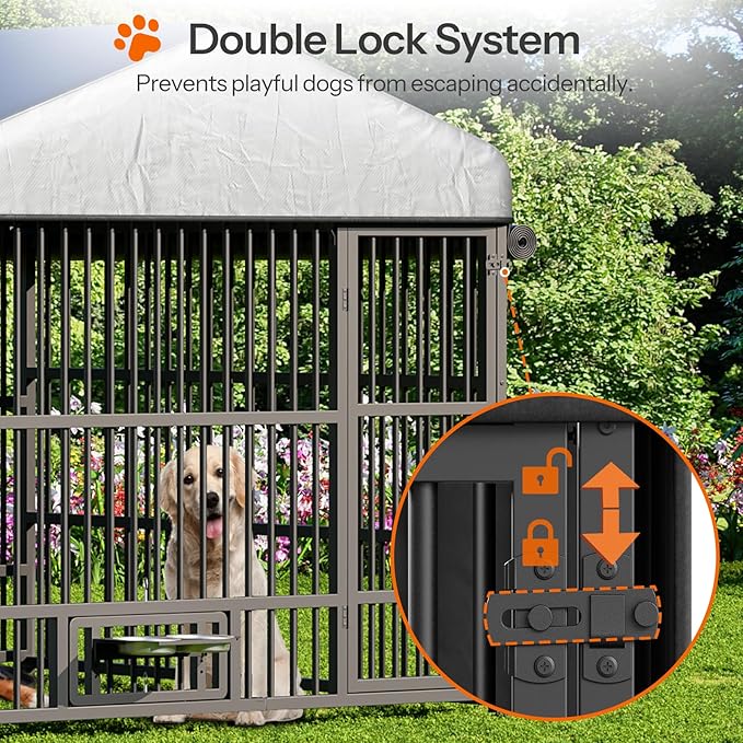 HOOBRO Outdoor Dog Kennel with Cover, 6.6 x 6.6 x 6.4 ft Dog Kennel Outside - Image 6
