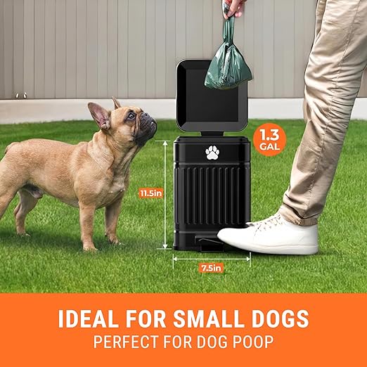 Pupzle Small Dog Poop Trash Can Outside, 1.3 Gal Metal Dog Waste Trash Can - Image 2