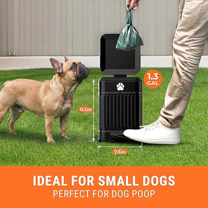Pupzle Small Dog Poop Trash Can Outside, 1.3 Gal Metal Dog Waste Trash Can - Image 2