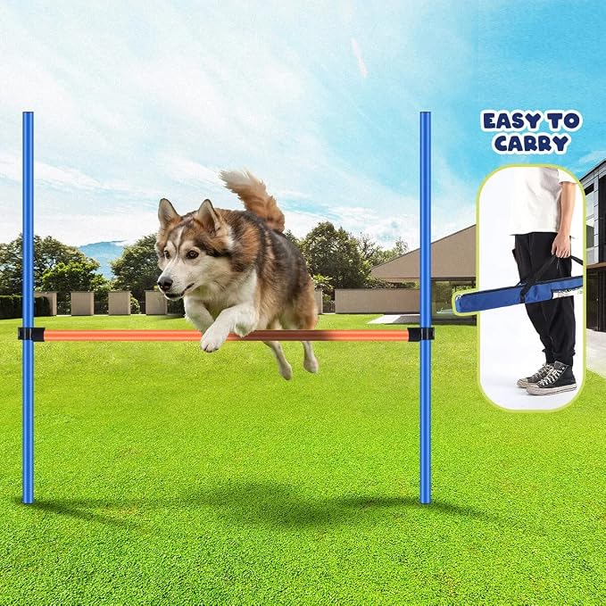 PAWISE Dog Agility Training Equipment, Pet Training Hurdles & Weave Poles Set by PAWISE