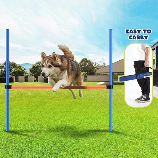 PAWISE Dog Agility Training Equipment, Pet Training Hurdles & Weave Poles Set by PAWISE