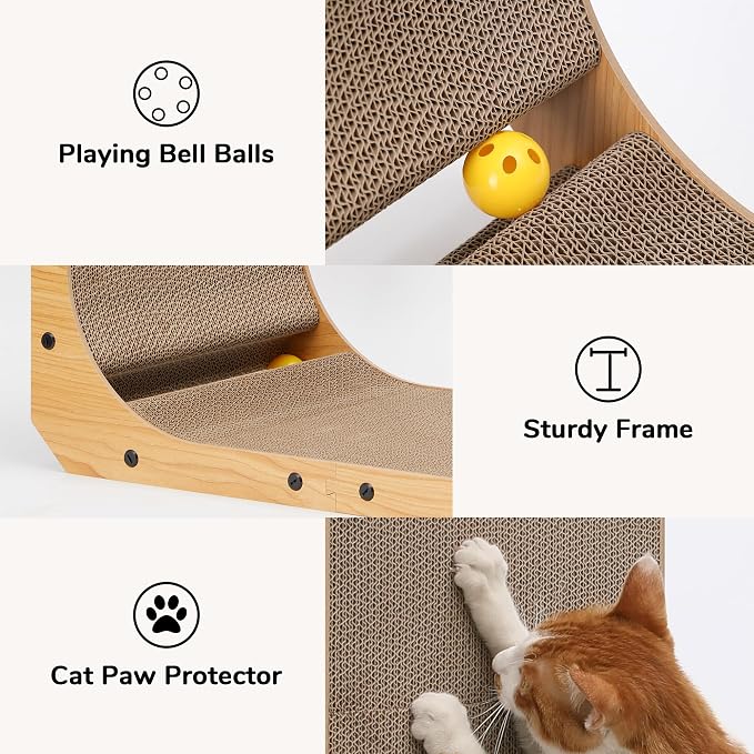 FUKUMARU Cat Scratcher, 32.7 Inch L Shape Cat Scratch Pad Wall Mounted - Image 7