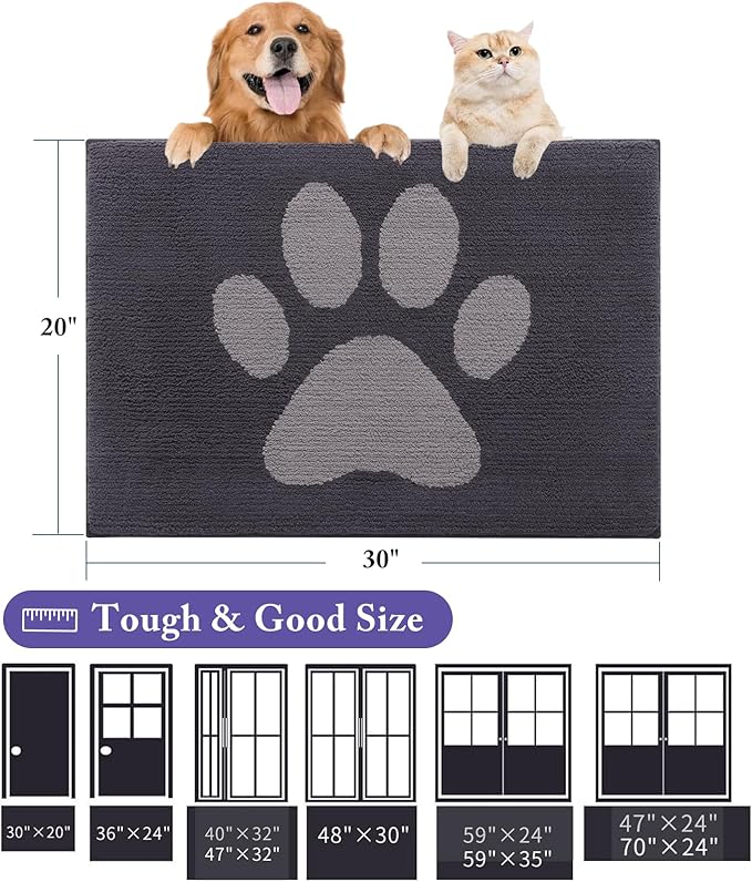 Buganda Dog Door Mat for Muddy Paws, Absorbent Dirt Trapper Washable Indoor - Image 2