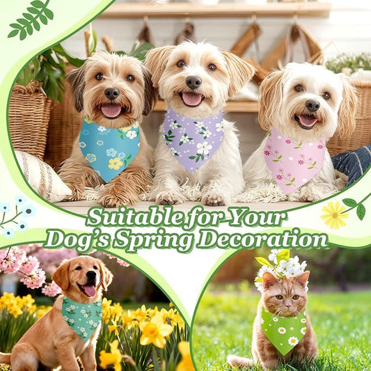 Abbylike 50 Pieces Spring Dog Bandanas Bulk Flower Daisy Sunflower Dog Bandanas - Image 2