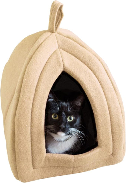 Cat House Indoor Cat Bed with Removable Foam Cushion, Plush Cat Tent Bed by PETMAKER