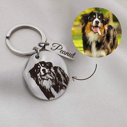 Personalized Pet Photo Engraved Keychain – Custom Dog or Cat Portrait Keepsake - Image 3