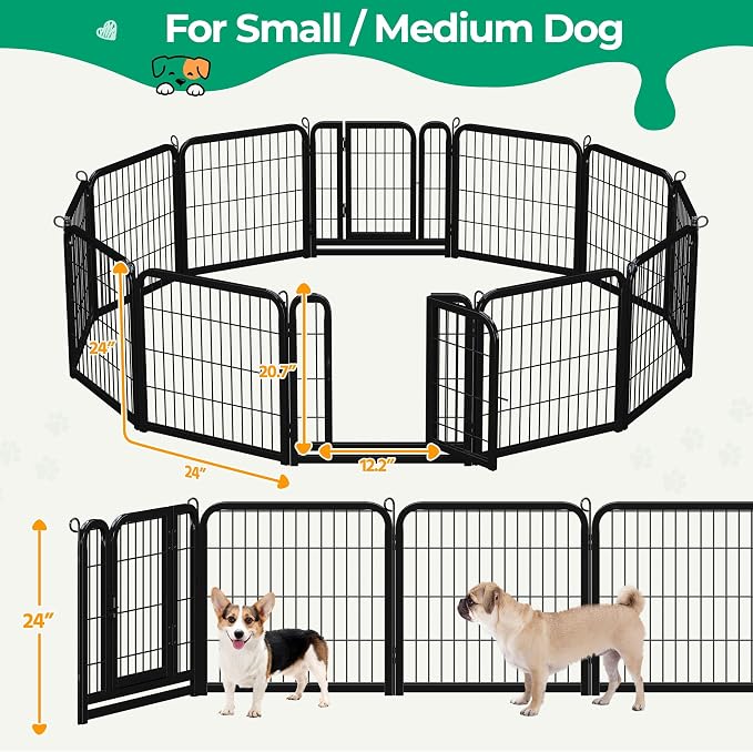 Yaheetech Dog Playpen Outdoor 24 inch 12 Panels Indoor Dog Fence Metal Dog Pen - Image 6