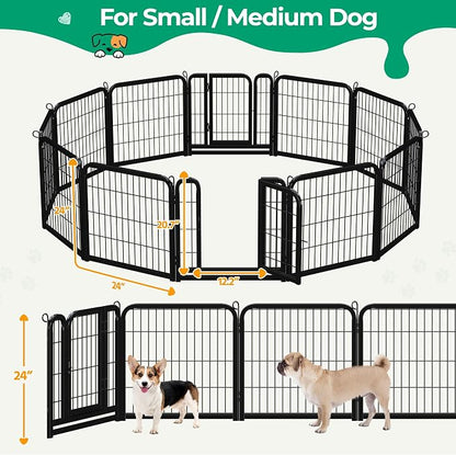 Yaheetech Dog Playpen Outdoor 24 inch 12 Panels Indoor Dog Fence Metal Dog Pen - Image 6