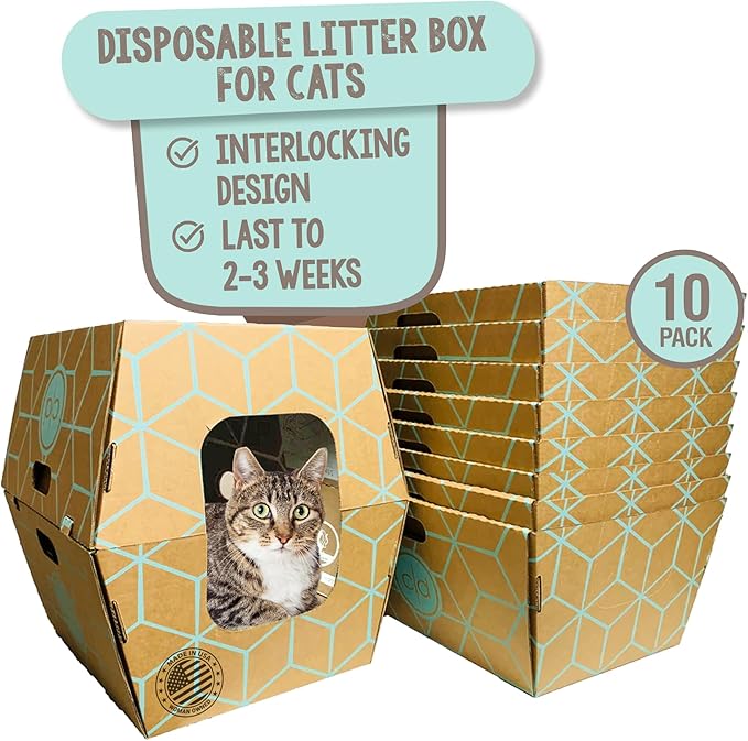 Cats Desire Disposable Litter Box No Plastic Solution w/ Low Entry & Enclosed by CatsDesire