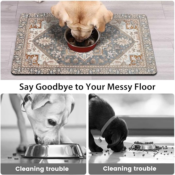 Dog Food Mats for Floors, Absorbent and Quick-Drying Pet Cat Food Mat, - Image 3