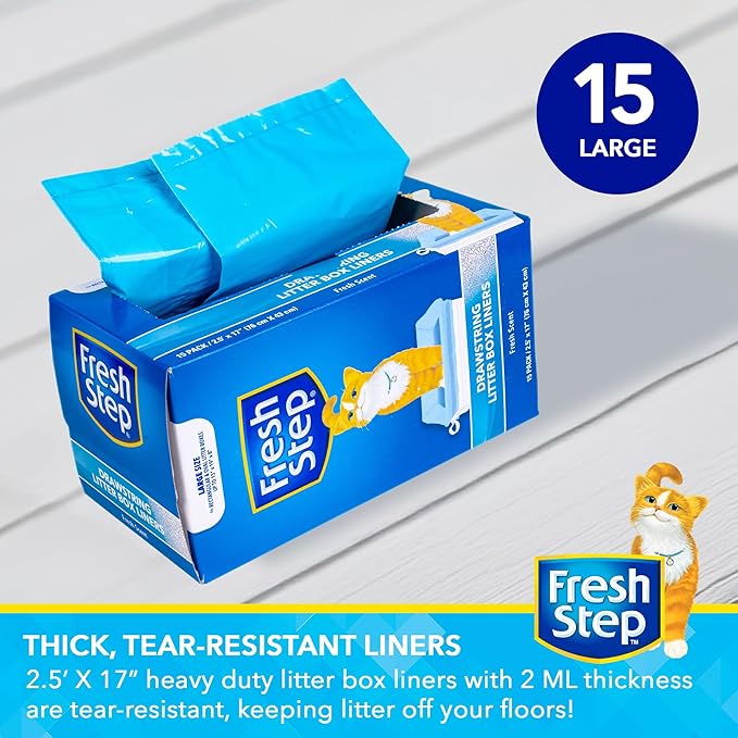 Fresh Step Drawstring Cat Litter Box Liners, Scented Heavy Duty Kitty Litter - Image 2