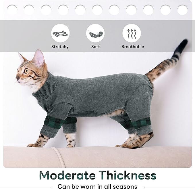 PUMYPOREITY Cat Pajamas, Stretchy 4-Leg Design - Image 3