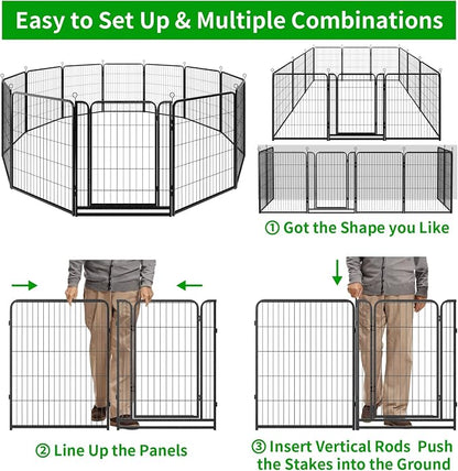 Dog Playpen Outdoor Extra Wide 12 Piece Panels Heavy Duty Anti-Rust - Image 8