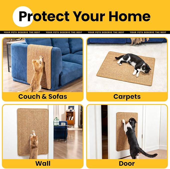 Cat Scratcher Mat, Sisal Cat Scratch Pad Rug, Wall Scratchers - Image 2