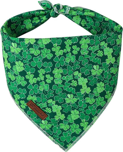 St. Patrick's Dog Bandana, UP URARA PUP Shamrock Triangle Bid Scarf by UPURARAPUP