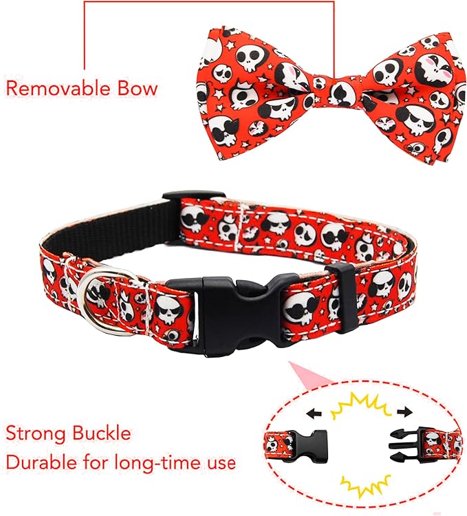 Halloween Dog Collar, Holiday Adjustable Ghost Skull Collar - Image 2