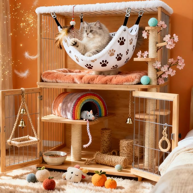 Cat Hammock for Cage, Soft Warm Hanging Bed for Kitten, Guinea Pig, Chinchilla - Image 2