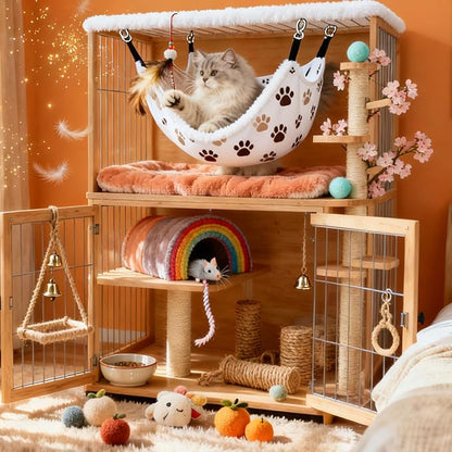 Cat Hammock for Cage, Soft Warm Hanging Bed for Kitten, Guinea Pig, Chinchilla - Image 2