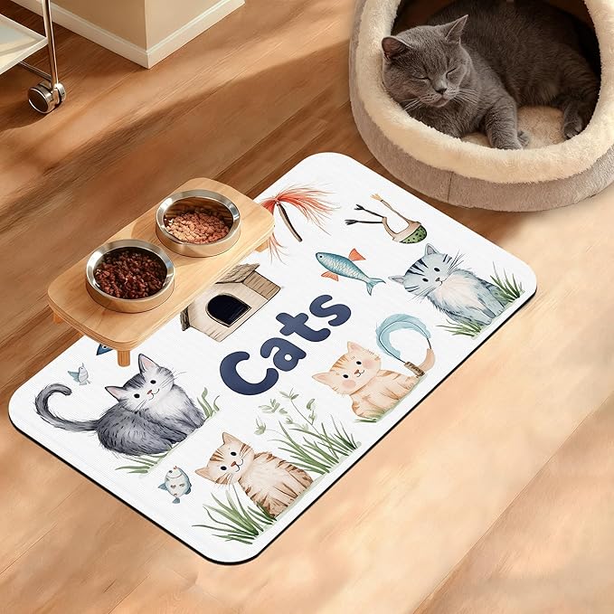 Cats Dog Food Mat, Cute Fun Absorbent Pet Feeding Mat by Unknown