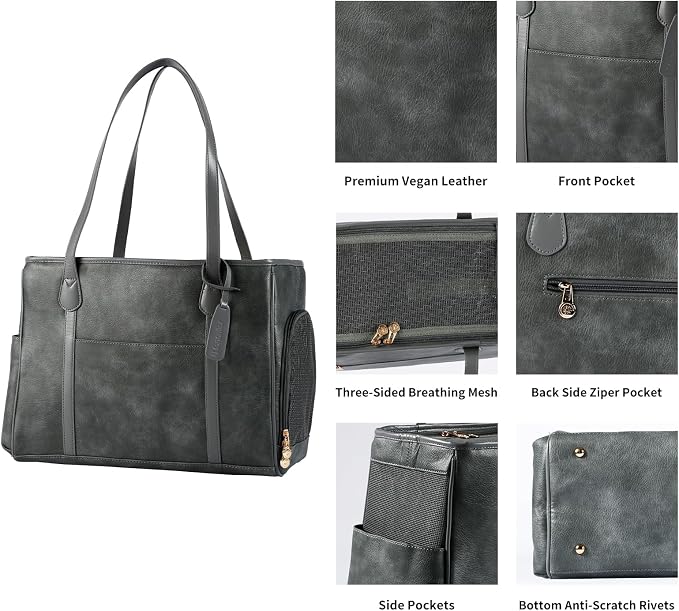 Stylish Dog Purse Carrier, Leather Pet Carrier Bag - Image 4