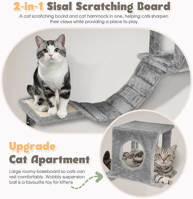 NUNU LAB 7-in-1 Wall Mounted Cat Climber Set, Cat Wall Furniture Set - Image 4