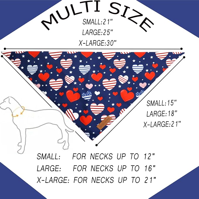 Realeaf 4th of July Dog Bandanas 2 Pack, Reversible American Flag Pet Scarf - Image 2