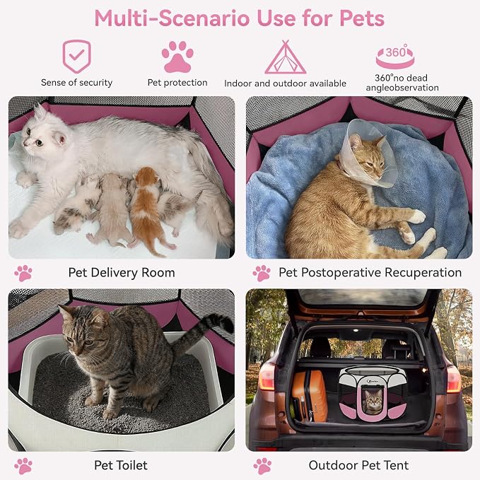 Pink Dog Cat Playpen, Puppy Pet Playpen Indoor - Image 3