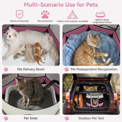 Pink Dog Cat Playpen, Puppy Pet Playpen Indoor - Image 3