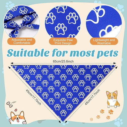 50 Pcs Blue Paw Print Dog Bandanas Bulk Animal Footprint Bandanas - Image 3
