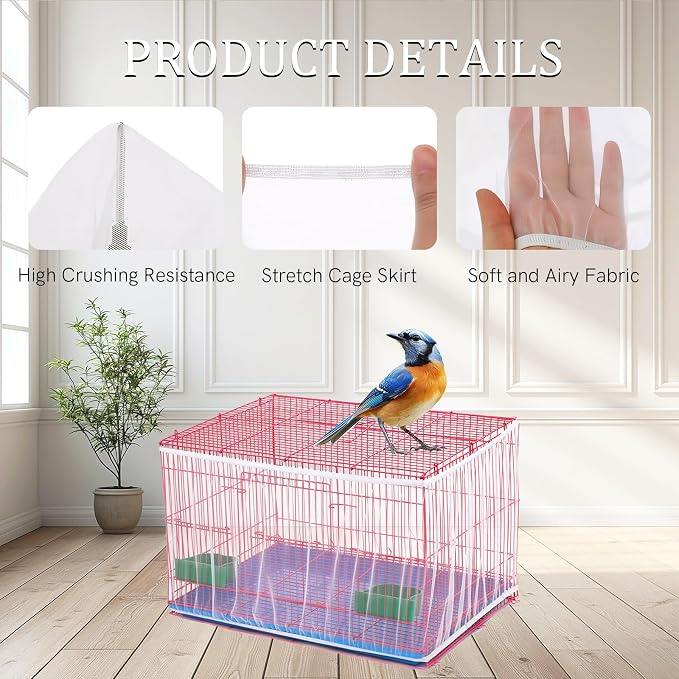 4 PCS Bird Cage Cover, Universal Bird Cage Seed Catcher, Adjustable Elastic - Image 3