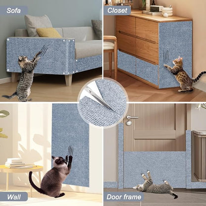 Cat Scratching Mat, 118.5"x15.9" Trimmable Self-Adhesive Cat Scratch Carpet - Image 8