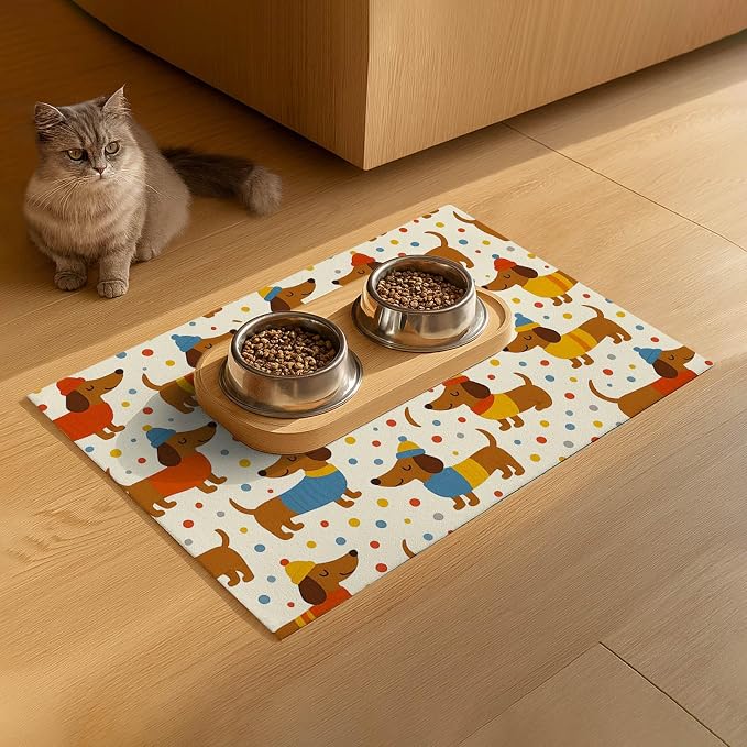 Adorable Dachshund Puppy Pet Food Mat - Image 9